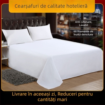 Lenjerie de pat pentru hotel de cinci stele, albă, din bumbac 100%, 60- și 80-fire, quilted, culoare solidă