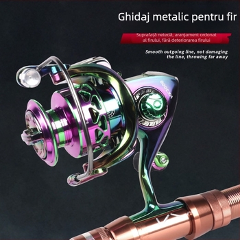 Mulinetă de pescuit spinning din metal colorat, pentru aruncări lungi în apă sărată
