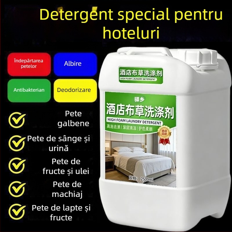 Detergent pentru rufe în apă rece, de înaltă eficiență, pentru uz hotelier; soluție de înălbire pentru haine albe, lenjerie de pat și fețe de cuvertă