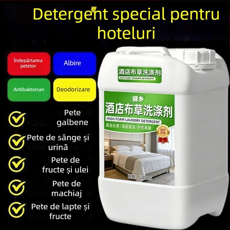 Detergent pentru rufe în apă rece, de înaltă eficiență, pentru uz hotelier; soluție de înălbire pentru haine albe, lenjerie de pat și fețe de cuvertă