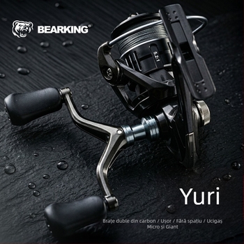 BearKing Yuri mulinetă spinning din carbon cu mâner dublu, pentru momeli, nivel începător, micro universal