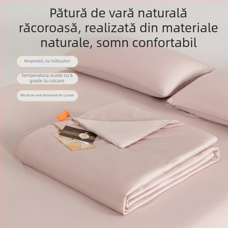 60S Lenzing Tencel cuvertură de vară cu fibre de soia, răcoroasă, respirabilă, lavabilă la mașină, pentru pat matrimonial