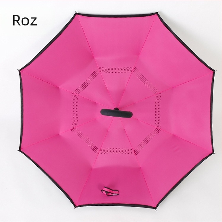 Umbrelă inversă cu două straturi, tijă dreaptă, poate sta în picioare, imprimare logo, umbrelă promoțională de afaceri