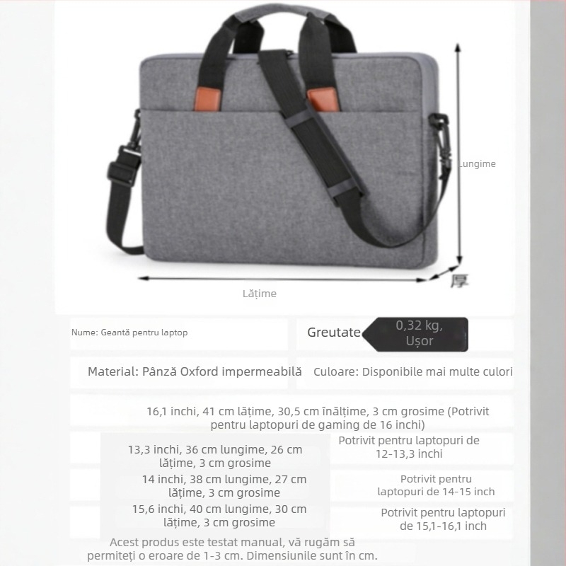 Husă pentru laptop de 16 inch, stil minimalist, protecție la impact, ușoară pentru afaceri și deplasări