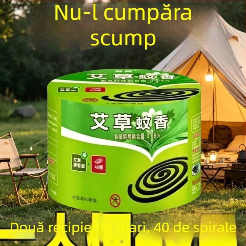 Artemisia incenso repelent pentru țânțari, pachet mare pentru uz casnic, fără fum, parfum proaspăt, 40 spirale