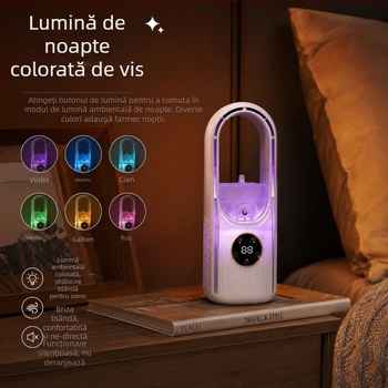 Ventilator fără palete, silențios, pentru dormitor sau cămin, cu șase viteze de umidificare și răcire, economisire de energie, aer rece circulant