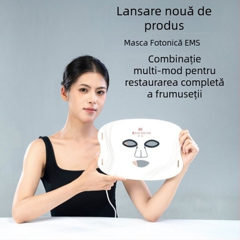 Mască LED pentru fototerapie cu EMS microcurent, dispozitiv de înfrumusețare din silicon, lumină colorată și rejuvenare a pielii