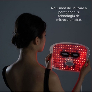 Mască LED pentru fototerapie cu EMS microcurent, dispozitiv de înfrumusețare din silicon, lumină colorată și rejuvenare a pielii