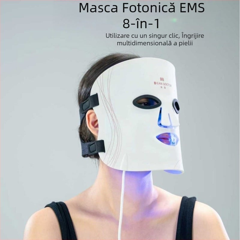 Mască LED pentru fototerapie cu EMS microcurent, dispozitiv de înfrumusețare din silicon, lumină colorată și rejuvenare a pielii