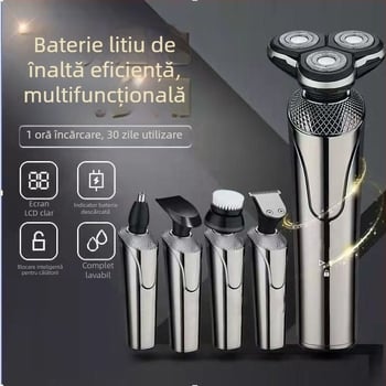 Aparat de ras electric pentru bărbați, portabil și inteligent, cu trei lame, încărcare rapidă, trimmer de barbă puternic și reîncărcabil