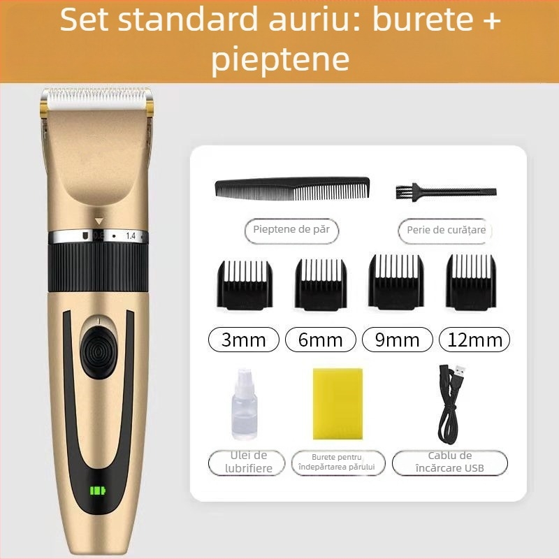 Kit de tuns păr electric reîncărcabil pentru adulți și copii, set de 918 piese, lame din oțel inoxidabil, motor fără perii, rezistent la apă, baterie încorporată de 500–800 mAh