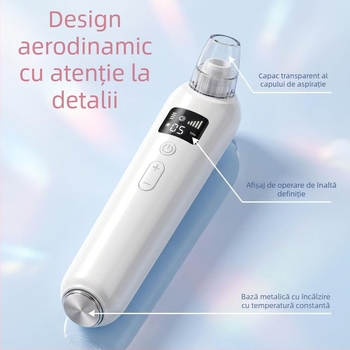 Dispozitiv casnic de aspirație a punctelor negre și curățare facială, aparat electric de îngrijire a pielii cu compresie termică a porilor pentru acnee și puncte negre