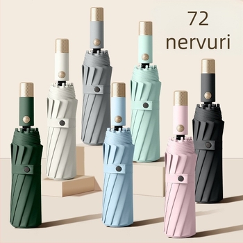 Umbrelă automată cu 72 spițe, acoperire neagră, umbrelă de publicitate pentru soare și ploaie, mare, rezistentă la vânt