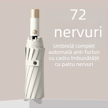 Umbrelă automată cu 72 spițe, acoperire neagră, umbrelă de publicitate pentru soare și ploaie, mare, rezistentă la vânt
