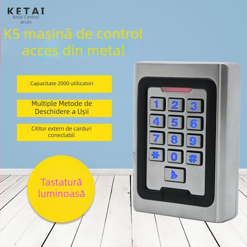 Sistem K5 de control al accesului din metal, cu parolă și citire de card, oțel inoxidabil, toate într-unul, capacitate 2000 utilizatori