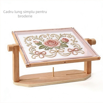 Suport de broderie pentru birou din fag, ramă reglabilă pentru broderie în cruce și suport pentru croșetat, pentru uz casnic