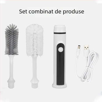 Set de perii de curățare electrice din silicon pentru pahare, sticle și tetine, cu mâner lung