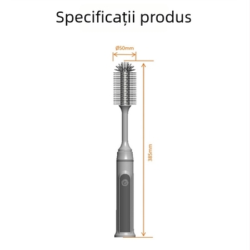 Set de perii de curățare electrice din silicon pentru pahare, sticle și tetine, cu mâner lung