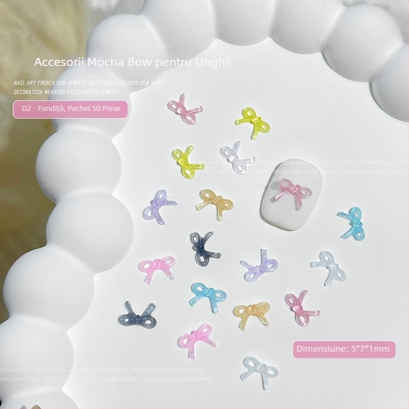 Accesorii pentru unghii cu fundă, gel transparent, 3D multicolor, pentru vară