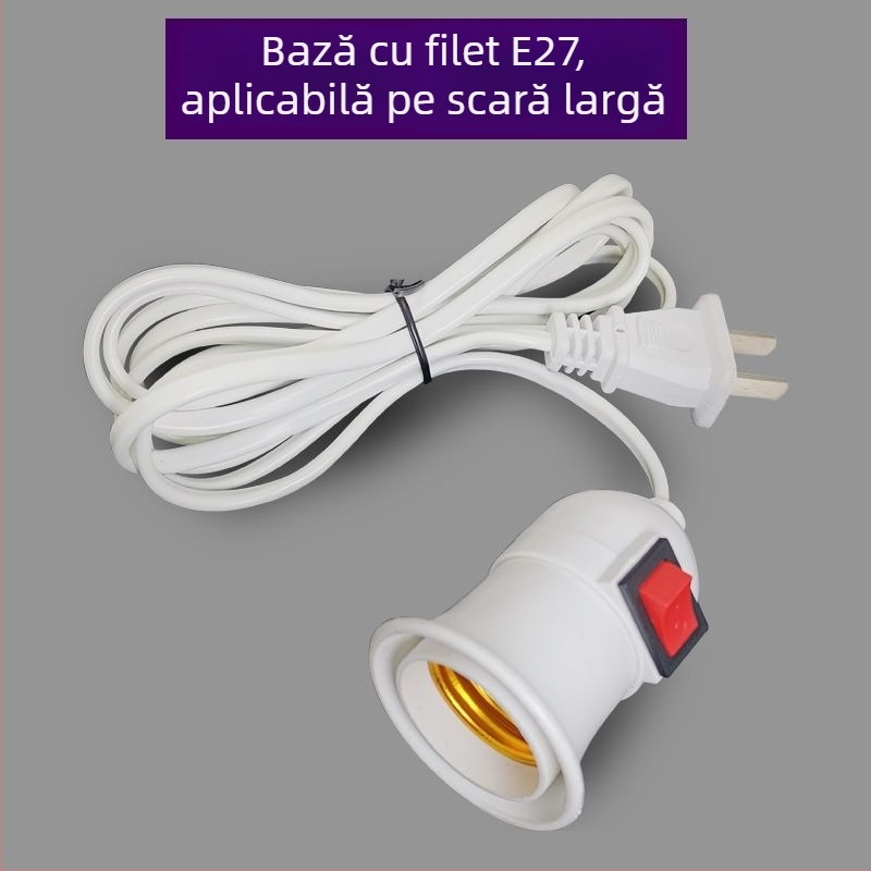 Suport de lampă cu întrerupător și cablu, priză cu filet E27 universală pentru LED-uri, uz casnic, tip suspensie
