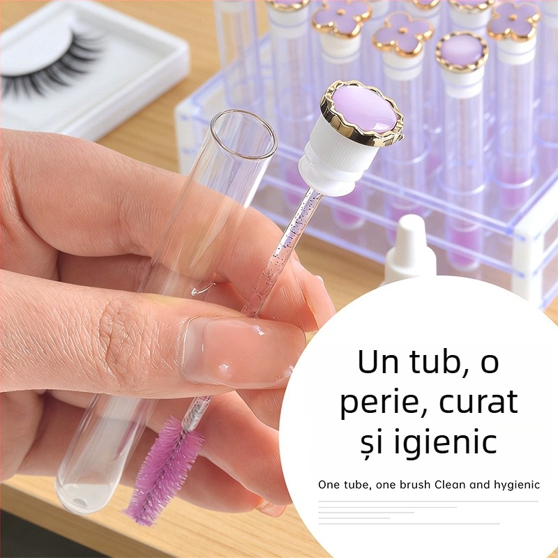 Perie pentru gene cu design ochi de pisică și trifoi cu patru foi, tub transparent, perie înlocuibilă pentru gene, perie cosmetică spirală pentru extensii de gene
