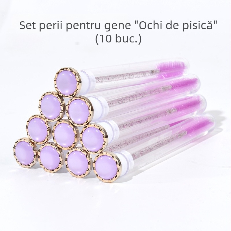 Perie pentru gene cu design ochi de pisică și trifoi cu patru foi, tub transparent, perie înlocuibilă pentru gene, perie cosmetică spirală pentru extensii de gene