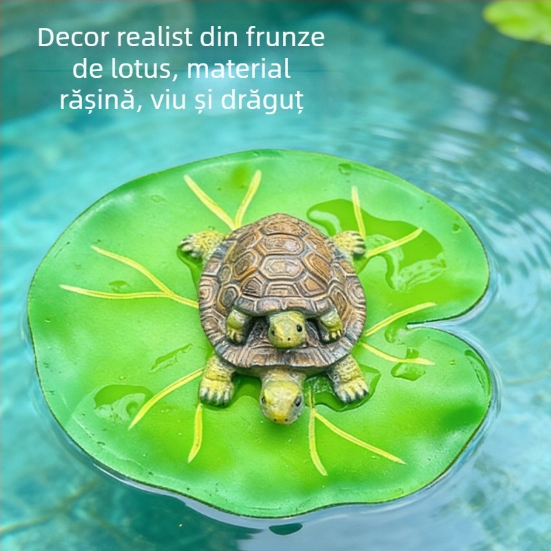 Bonsai plutitor cu frunze de lotus pentru grădină și iaz cu pești, obiect decorativ din rășină, decor viu
