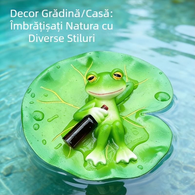 Bonsai plutitor cu frunze de lotus pentru grădină și iaz cu pești, obiect decorativ din rășină, decor viu