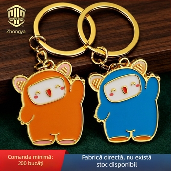 Breloc metalic personalizat cu pandant desen animat, cadou pentru școli și companii, aliaj de zinc, vopsit