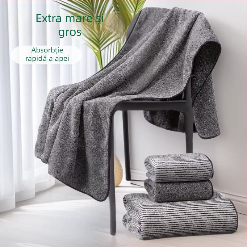 Bochu Hui set prosoape de baie din fleece coral, cu două straturi, foarte absorbante, mari și groase, pentru uz casnic și la plajă.