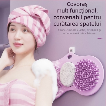 Covor de masaj pentru picioare de baie cu acupresiune, perie în formă de mugure de bambus, exfoliant cu piatră vulcanică și pernă moale din cauciuc pentru masajul picioarelor