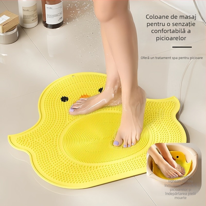Dispozitiv cartoon pentru spălatul picioarelor cu perie pentru frecare, fără a te apleca, covoraș de masaj pentru picioare acasă, covoraș antiderapant pentru baie, pernă pentru curățarea spatelui