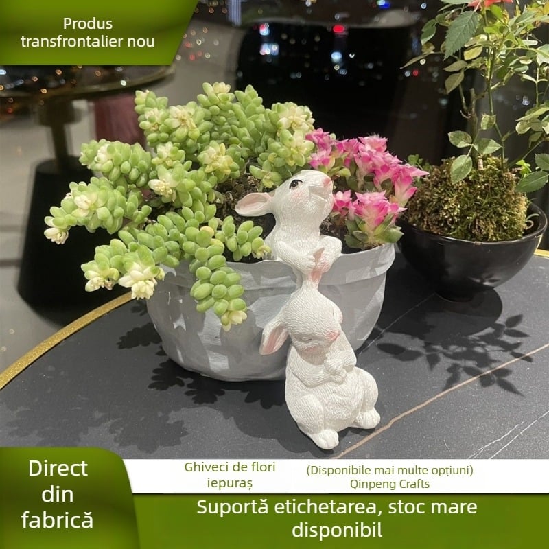 Sculptură din rășină a iepurelui, decor exterior pentru curte, grădină și balcon