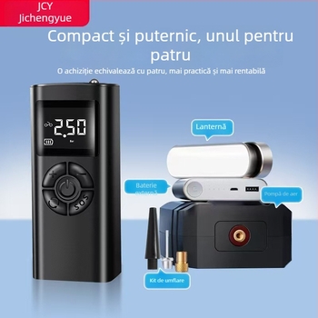 Chongqishi Pompa portabilă pentru pneuri auto cu afișaj digital, fără fir, reîncărcabilă, 12V presiune înaltă, pompă aer electric