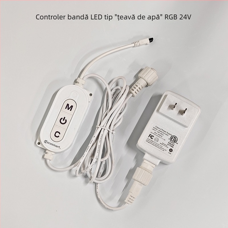 Bandă LED RGB circulară pentru țevi de apă, telecomandă infraroșu și controler
