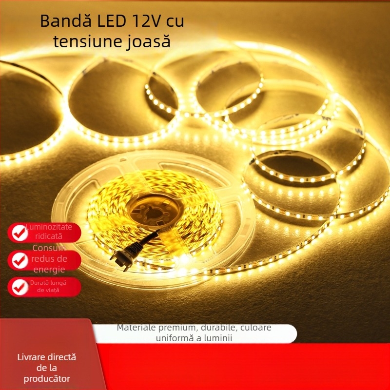 Bandă LED 2835, tensiune joasă 12V, autoadezivă, iluminare liniară, 120 LED-uri