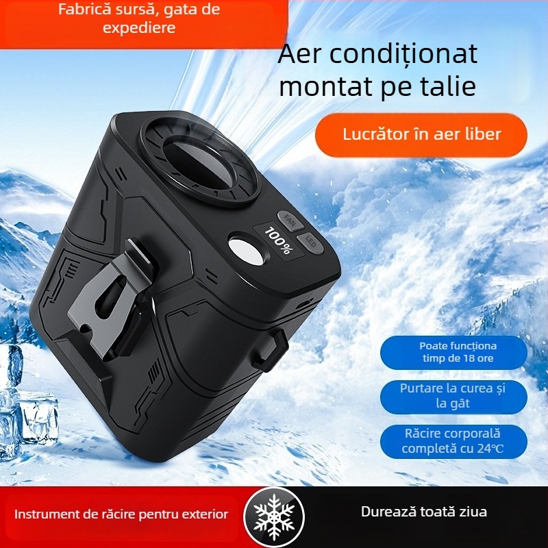 2025 Ventilator portabil cu clips pentru talie, baterie integrată, 5 viteze, motor fără perii, încărcare USB, autonomie de până la 12 ore