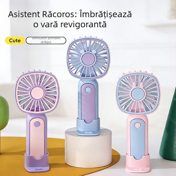 Ventilator manual USB reîncărcabil 2026, ventilator mini portabil pentru birou cu baterie încorporată, 5 palete, silențios sub 36 dB, 3 trepte de viteză, greutate 70 g, dimensiuni 15,8 × 7 × 5,8 cm, funcție power bank