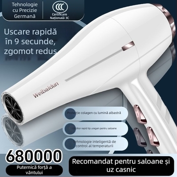 Uscător de păr puternic, cu lumină albastră și ioni negativi, funcționare silențioasă, îngrijire a părului, uscare rapidă, pentru salon și uz casnic.