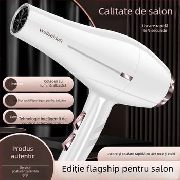 Uscător de păr puternic, cu lumină albastră și ioni negativi, funcționare silențioasă, îngrijire a părului, uscare rapidă, pentru salon și uz casnic.
