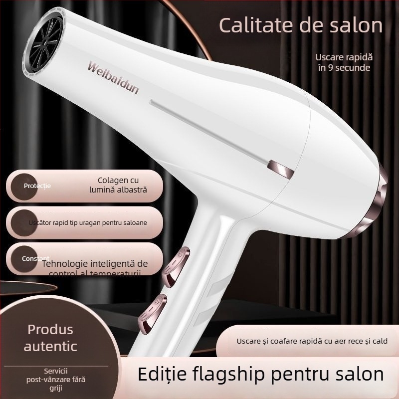 Uscător de păr puternic, cu lumină albastră și ioni negativi, funcționare silențioasă, îngrijire a părului, uscare rapidă, pentru salon și uz casnic.