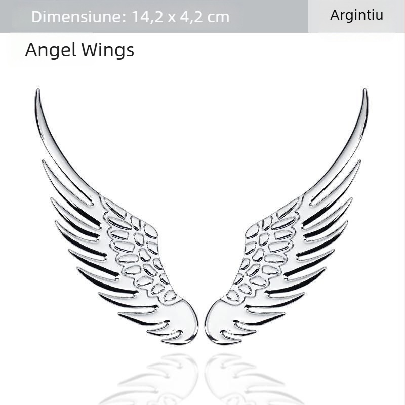 Pereche de decorațiuni pentru exteriorul mașinii – aripi de înger 3D, insignă metalică aurie.