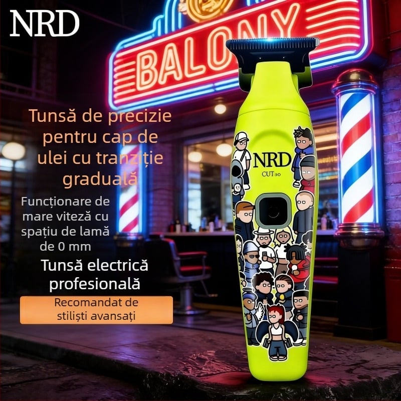 DK-NRD Mașină electrică de tăiat și modelat capul chel, cu spațiu dintre dinți zero, foarte silențioasă, motor fără perii, lamă din titan, baterie încorporată