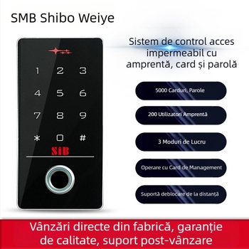 Sistem extern impermeabil de control al accesului cu amprentă, PIN, card ID și deschidere de ușă de la distanță prin aplicație mobilă