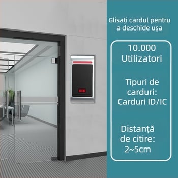Dispozitiv metalic de control al accesului, cititor de carduri, panou din sticlă, rezistent la apă și îngheț