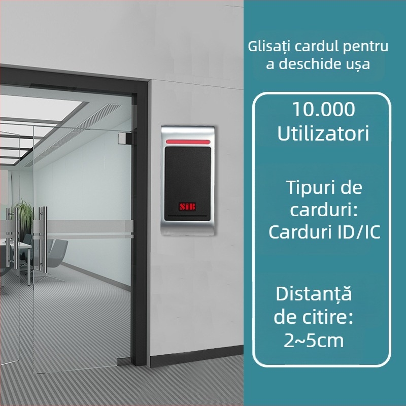 Dispozitiv metalic de control al accesului, cititor de carduri, panou din sticlă, rezistent la apă și îngheț