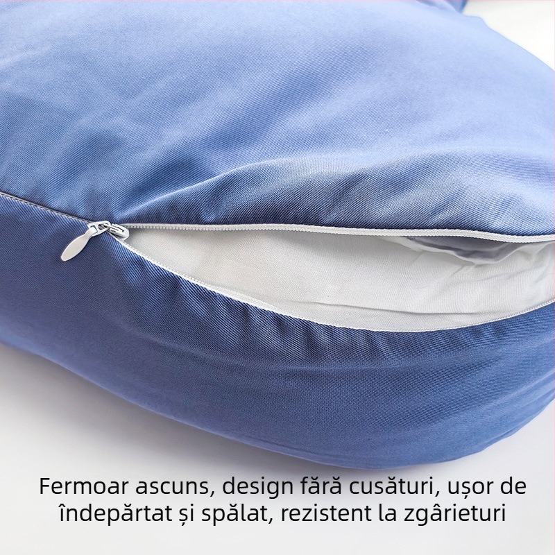 Pernă de maternitate pentru dormit pe o parte, cu suport pentru talie și abdomen