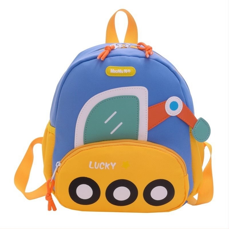 Rucsac ușor pentru grădiniță, protecție ortopedică a coloanei, design drăgălaș cu excavator, rucsac mic pentru școală și plimbări de primăvară.