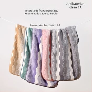 Prosop nou din coral fleece 7A, gros, moale și foarte absorbant, nu lasă scame, model valuri de apă, unisex