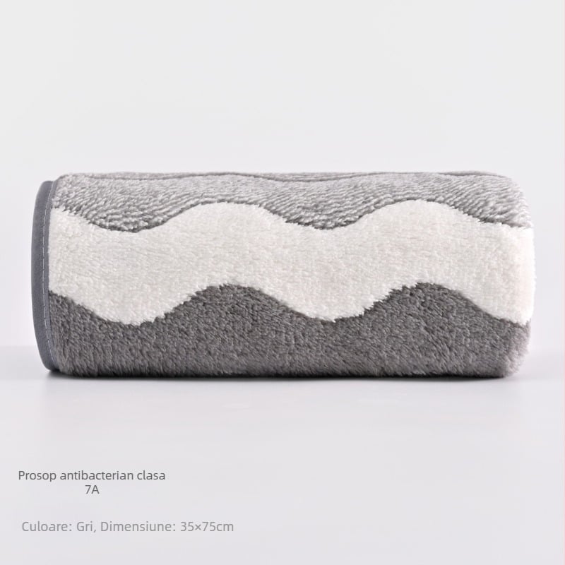 Prosop nou din coral fleece 7A, gros, moale și foarte absorbant, nu lasă scame, model valuri de apă, unisex
